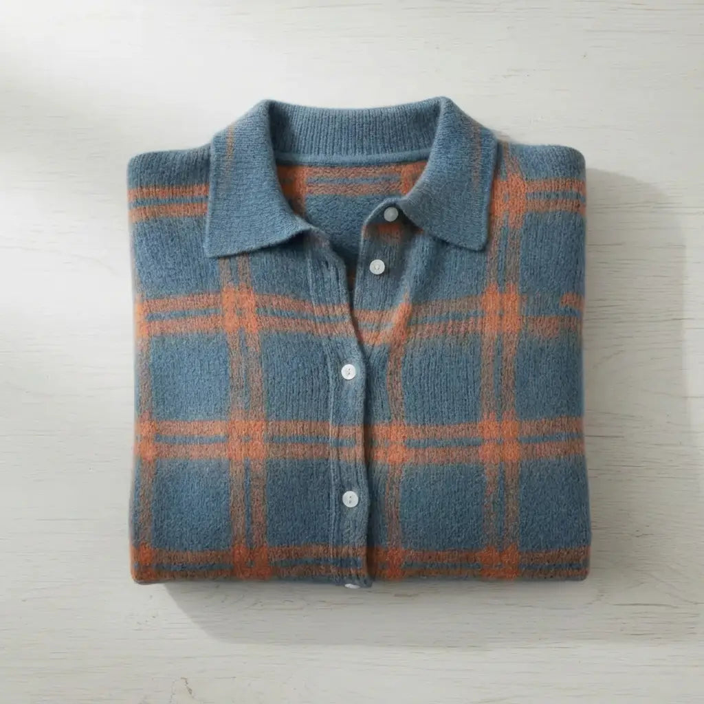 JULIETTE | Haut en maille boutonné à carreaux