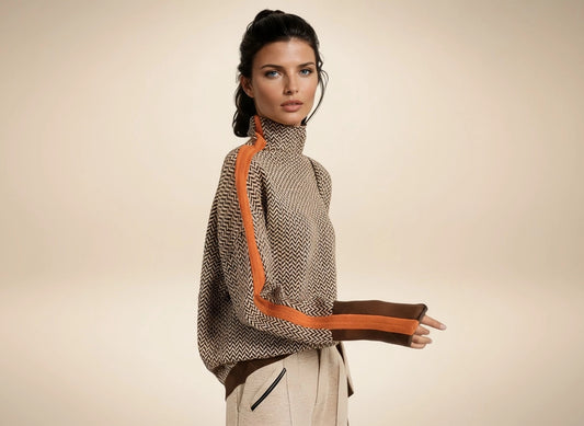 CAMILLE | Pull à col roulé à rayures contrastantes