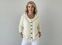 LOUISE | CARDIGAN À CAPUCHE EN MAILLE DOUCE