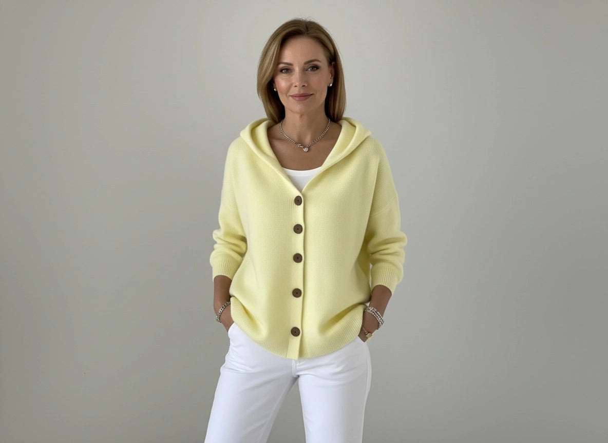 LOUISE | CARDIGAN À CAPUCHE EN MAILLE DOUCE