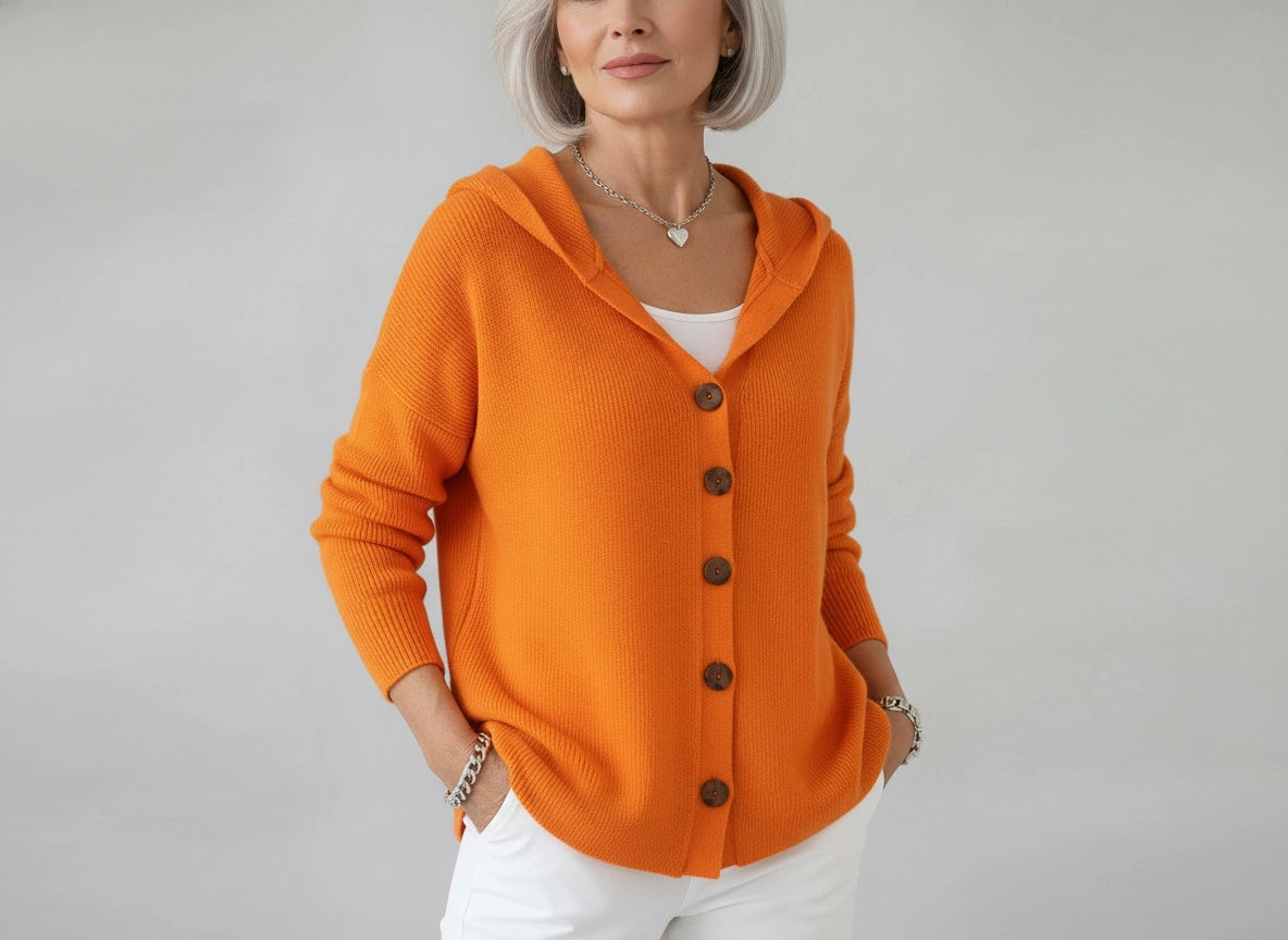 LOUISE | CARDIGAN À CAPUCHE EN MAILLE DOUCE