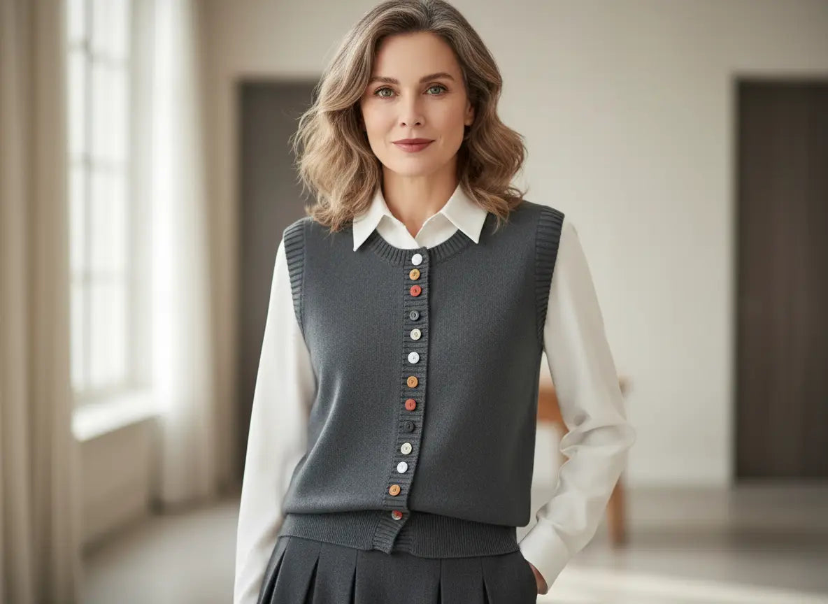 CLAIRE | GILET SANS MANCHES EN MAILLE FINE ÉLÉGANTE