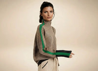 CAMILLE | Pull à col roulé à rayures contrastantes