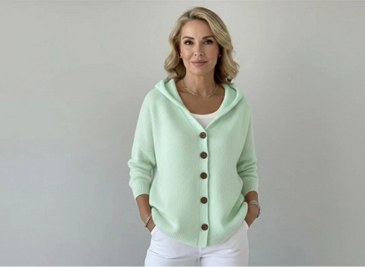 LOUISE | CARDIGAN À CAPUCHE EN MAILLE DOUCE