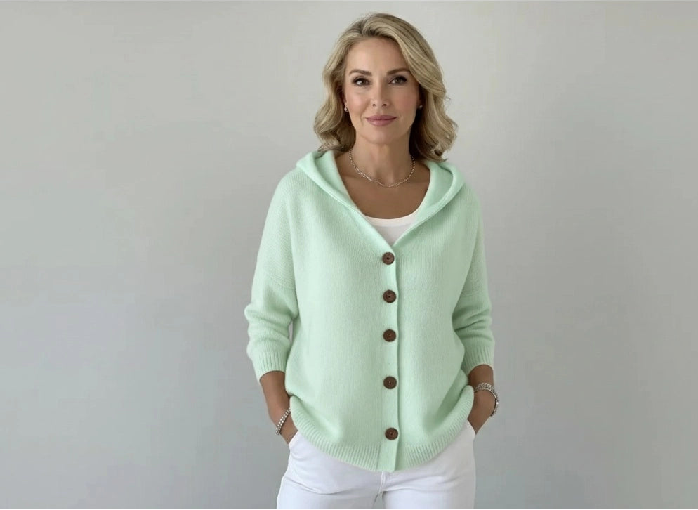 LOUISE | CARDIGAN À CAPUCHE EN MAILLE DOUCE