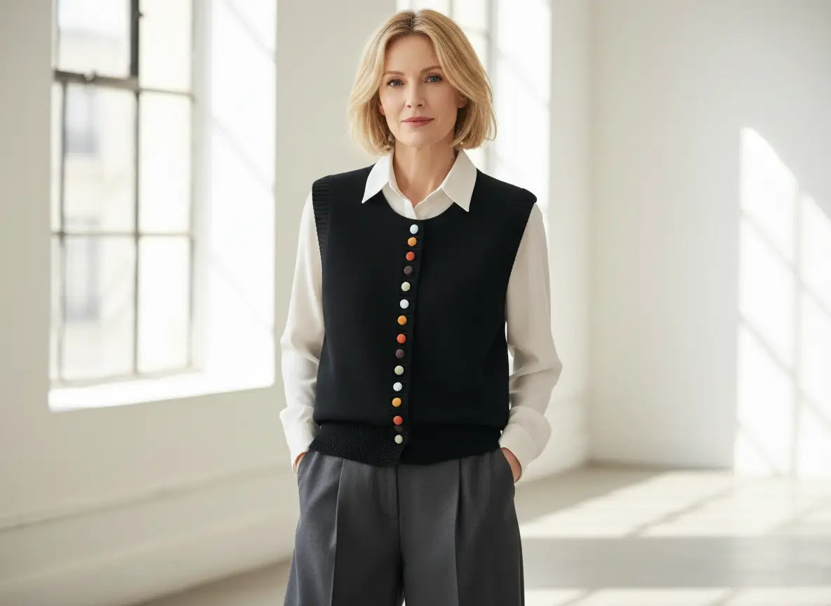 CLAIRE | GILET SANS MANCHES EN MAILLE FINE ÉLÉGANTE